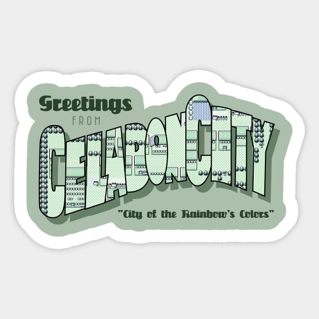 Greetings from Celadon City Sticker by merimeaux